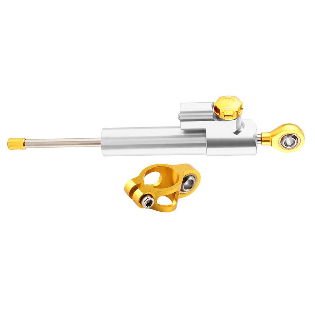 Universal Motorcycle Handlebar Aluminum Alloy Steering Damper Stabilizer Safety Control(Silver)