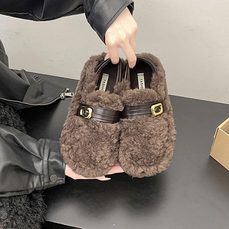 

Модные ретро универсальные хлопковые туфли Doudou женские 2025 осень и зима новые тонкие туфли на мягкой подошве с педалью на дерьме 38 коричневый