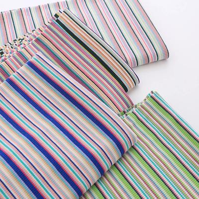 Combed Pure Cotton Color Striped Threaded Pit Stripe Elastic Knitted Jersey Fabric Gradient Stripe Summer T-shirt Vest Fabric