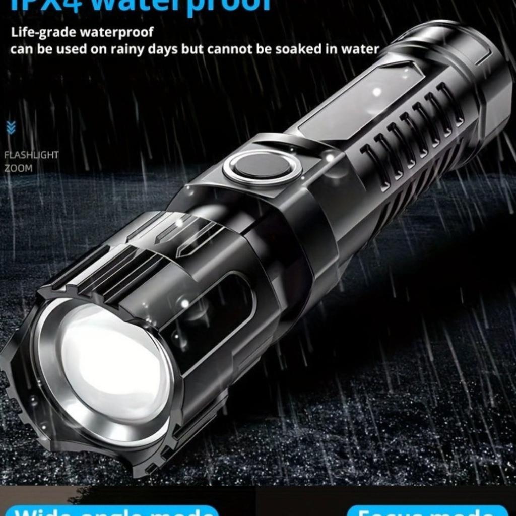 2-1PCS B BRIGHT Ultra Bright Flashlight, High Lumen Tactical Flashlight with 3 Modes, Zoom,Portable Camping Flashlight, Built-in Lithium Battery, IP44