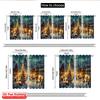 Set Of 2 Flat Printing Merry Christmas Popular Window Curtains Winter Village Versatile Fabric Without Electricity Spring Party Made Polyester