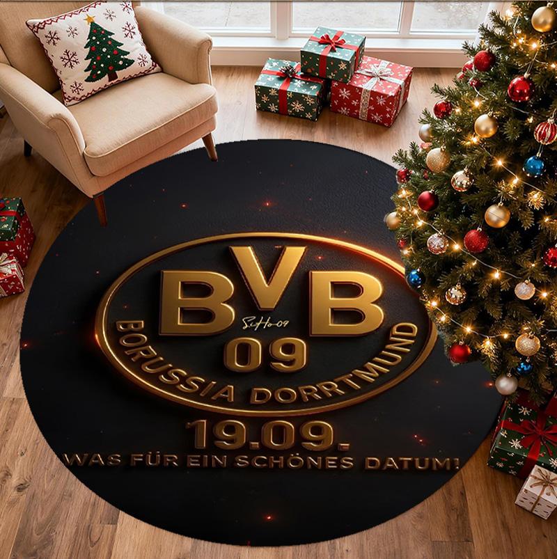 Borussia Dortmund Pattern Round Rug, Indoor/Outdoor Mat, for Picnic, Gameroom, Bedroom, Office, Living Room, Home Decor Carpet, Birthday Gift