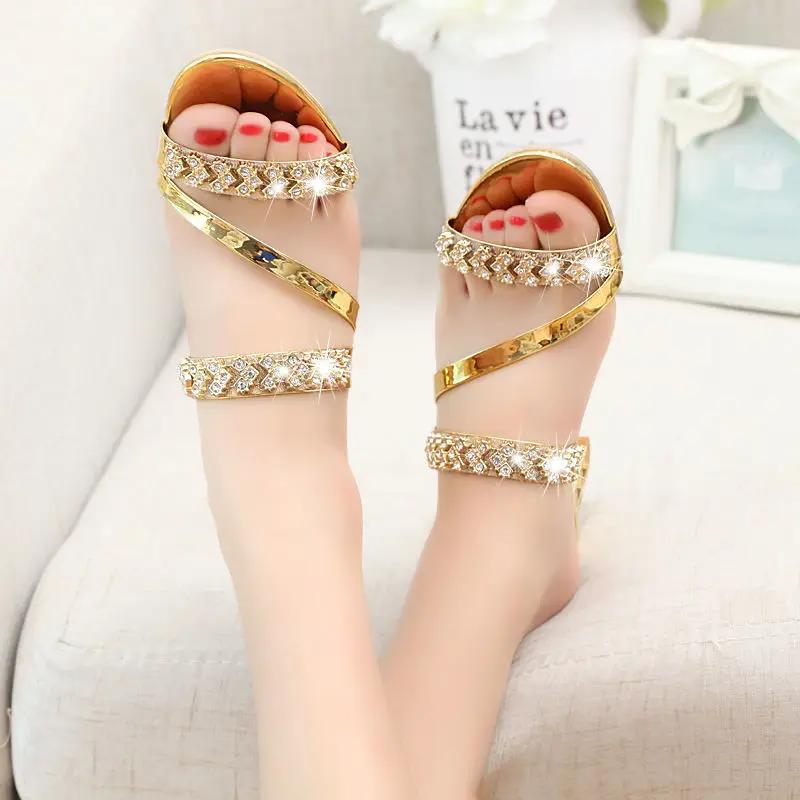 Shoes for Women With Heel Woman Slippers Rhinestone Sandals On Promotion 39 Offer Original High Quality Non Slip Slides Sale Vip