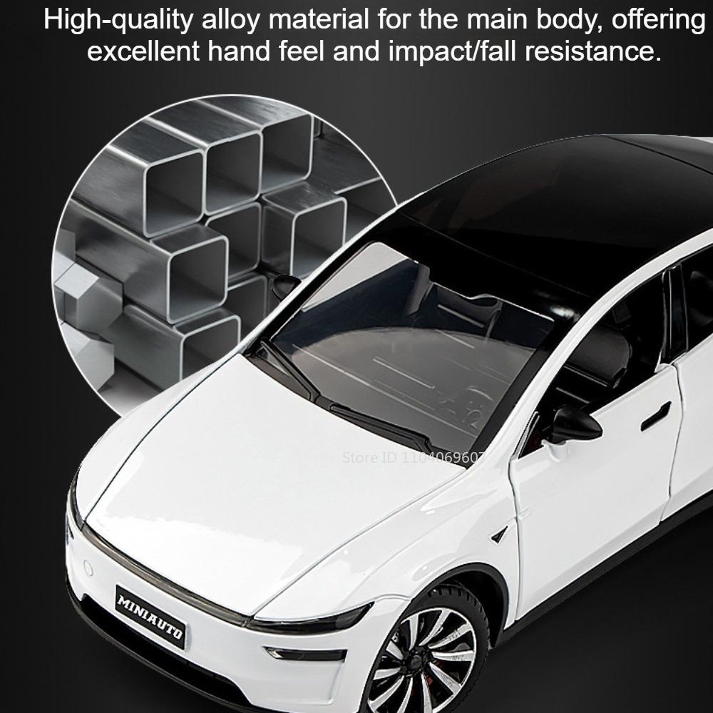 1:24 Model Y Robotaxi Miniature Model Toy Cars Alloy Diecast Front Wheel Steering Shock Absorption Doors Opened Ornament Vehicle