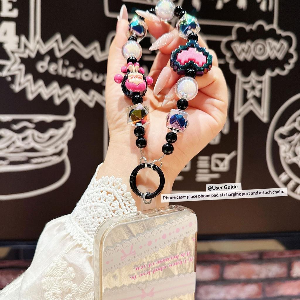Doll Mobile Phone Chain Pendant POP MART Cute Bead String Keychain Mobile Phone Case Pendant