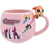 Powerpuff Girls" Large Round Mug with Figure, Approx. 9x9cm Diameter, 340ml, Tableware, Powerpuff Merchandise, Birthday Gift, Pink, SAN4612