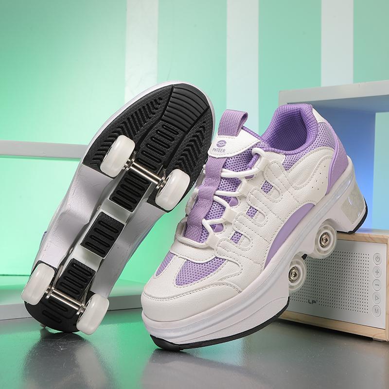 Girls Skate Shoes Wheels Sneakers with Wheels Boy /Girl Roller Sneakers Roller Shoes Deformation Shoes Roller Skate Shoes Boys Skate Shoes