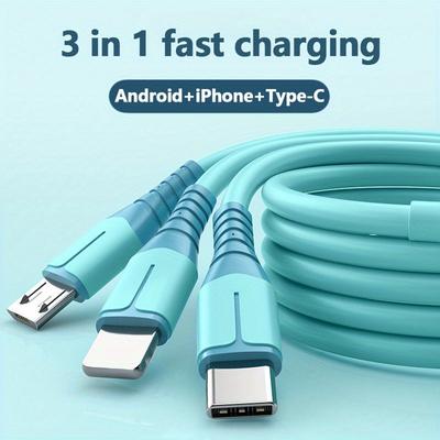 66W Fast Charging Wire Liquid Soft Adhesive One Drag Three 5A Data Cable with Indicator Light Three In One Charging Cable