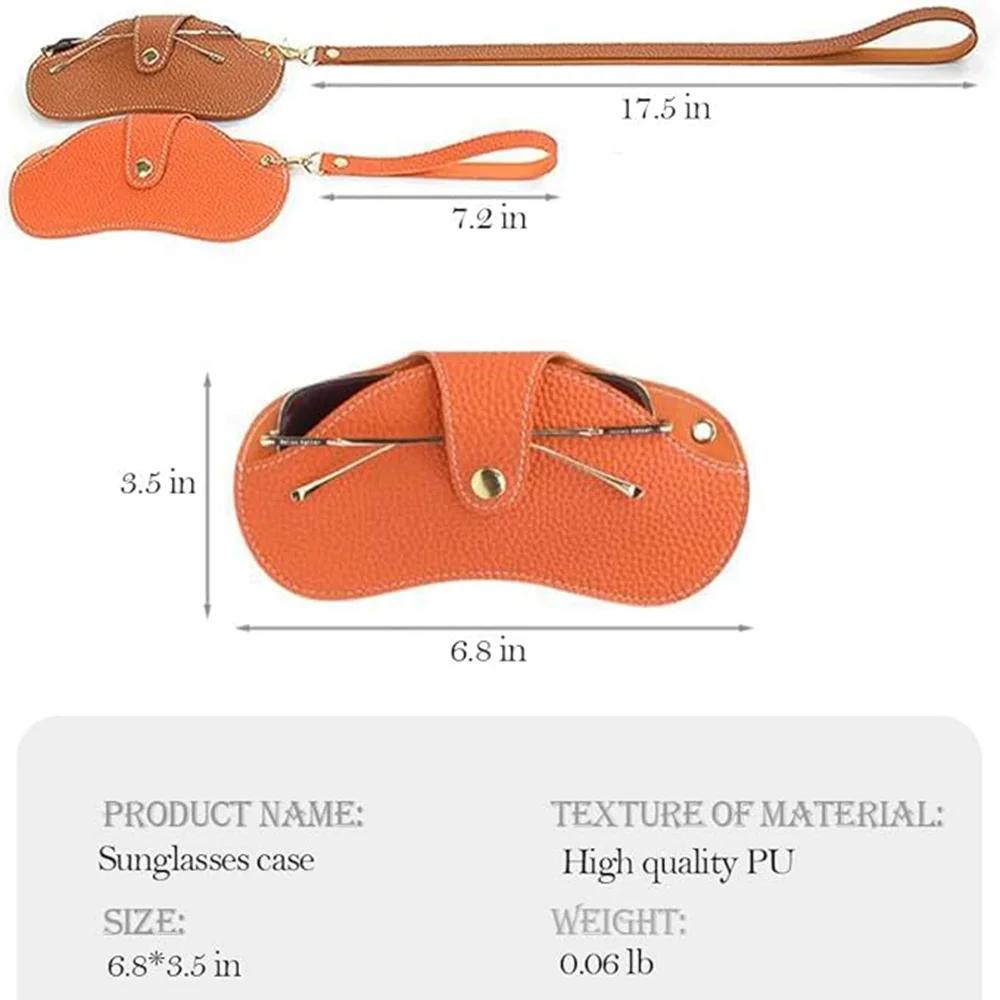 PU Leather Handmade Glasses Bag Sunglasses Case Portable Myopia Protector Simple Hanging Neck Wrist Glasses Storage Box