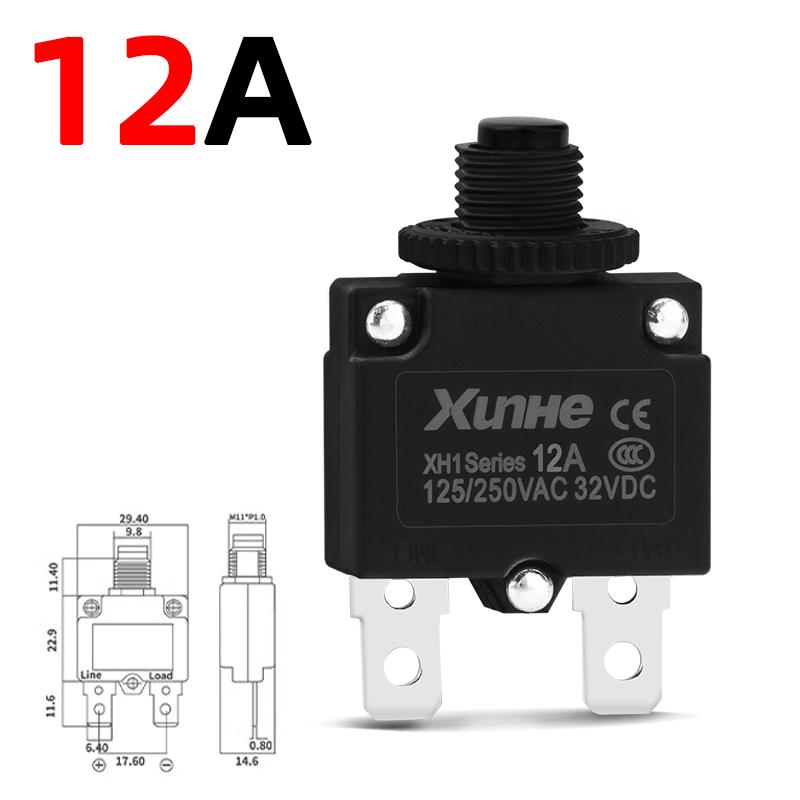 

3A 4A 5A 6A 7A 8A 10A 12A 13A 15A 18A 20A Тепловий вимикач Автоматичний вимикач Струмовий захист від перевантаження Вимикач перевантаження