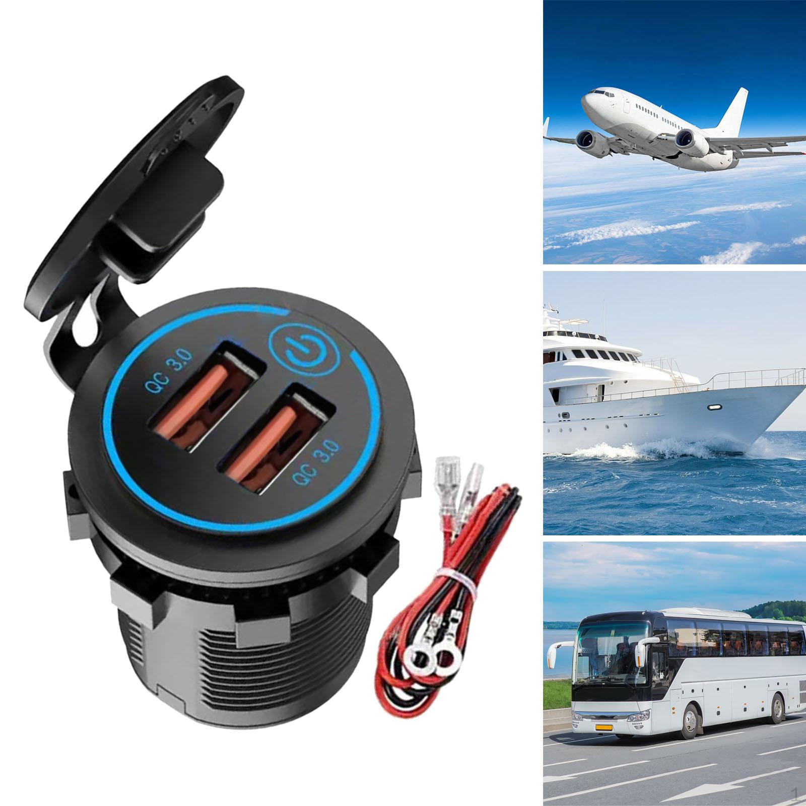 

Двойной USB автомобильный разъем для зарядки, быстрая зарядка для морского грузовика Blue Light