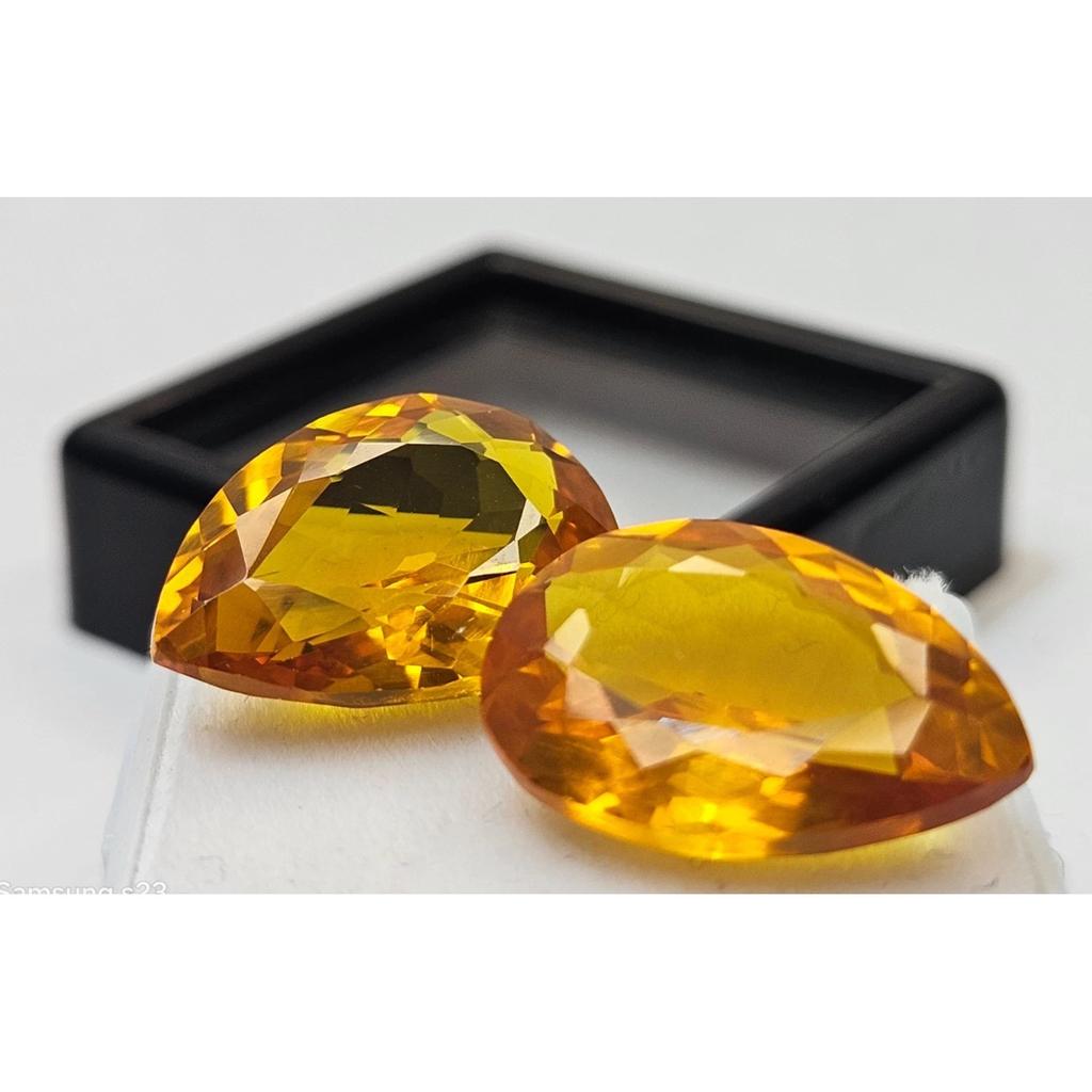 Citrine Yellow &Orange For Earing Natural Pear Cut 18-19 Ct Pair Gemstone