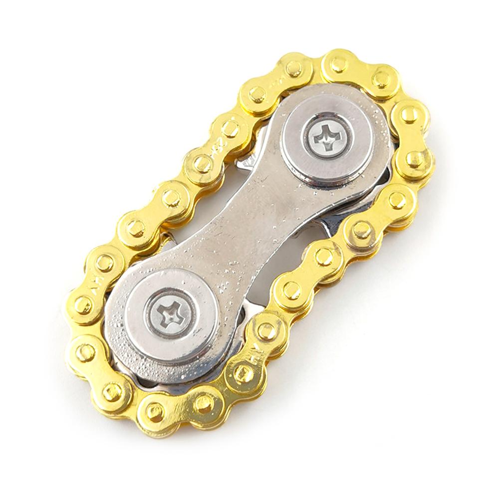 Cadena de bicicleta con engranajes de metal, juguete de descompresión con cadena para dedos