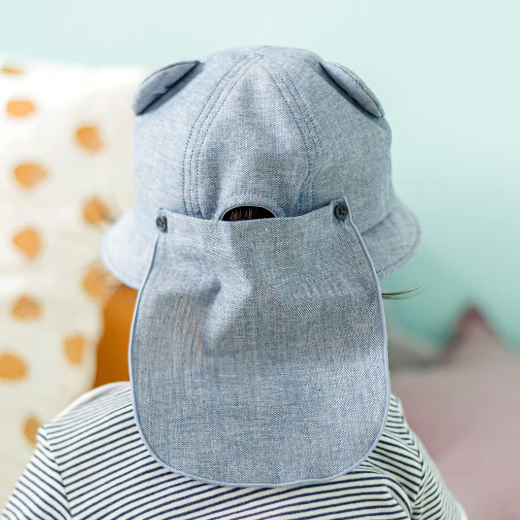 Baby Castle Hat with Sizes Made in Japan Hood, 40-44, Bear, Blue,