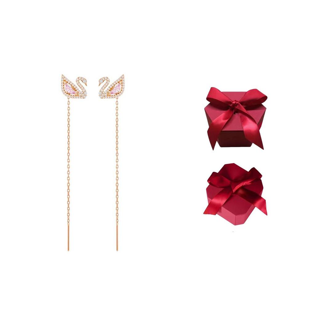 Swarovski Dazzling Swan Series Gold Plated Swan Pierced Earrings Women earrings Blush-Pink 5469990