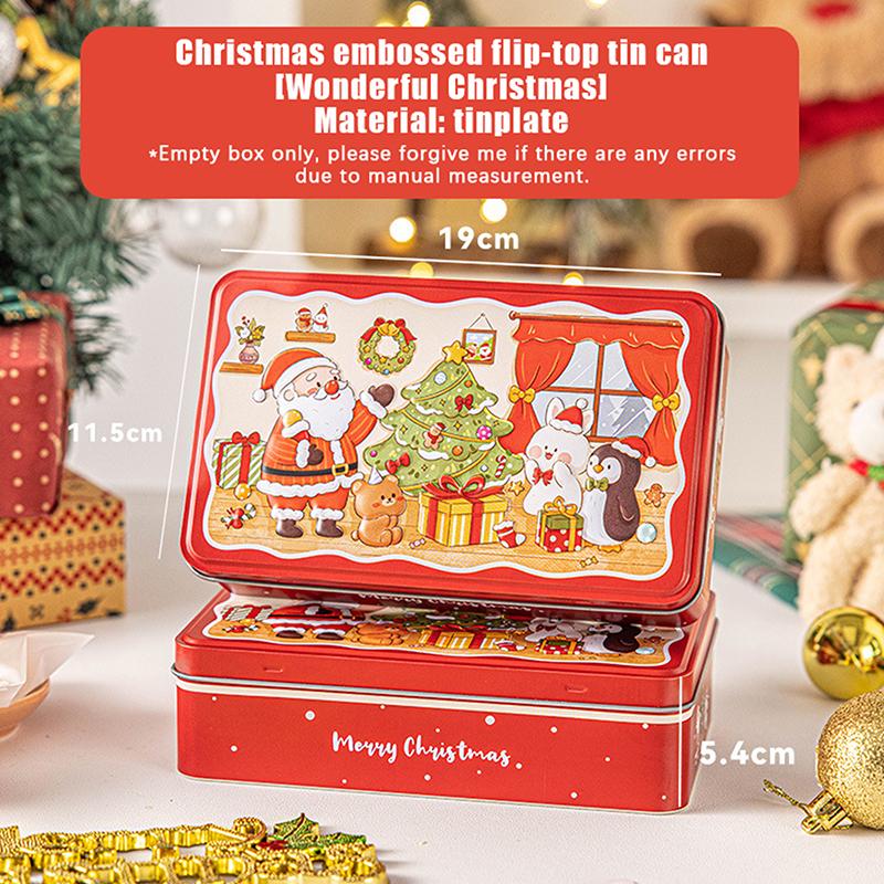 

Милая мультяшная рождественская коробка для хранения конфет, жестяная квадратная подарочная коробка, рождественская коробка для конфет и печенья, домашнее хранение, металлическая банка большой вместимости 6