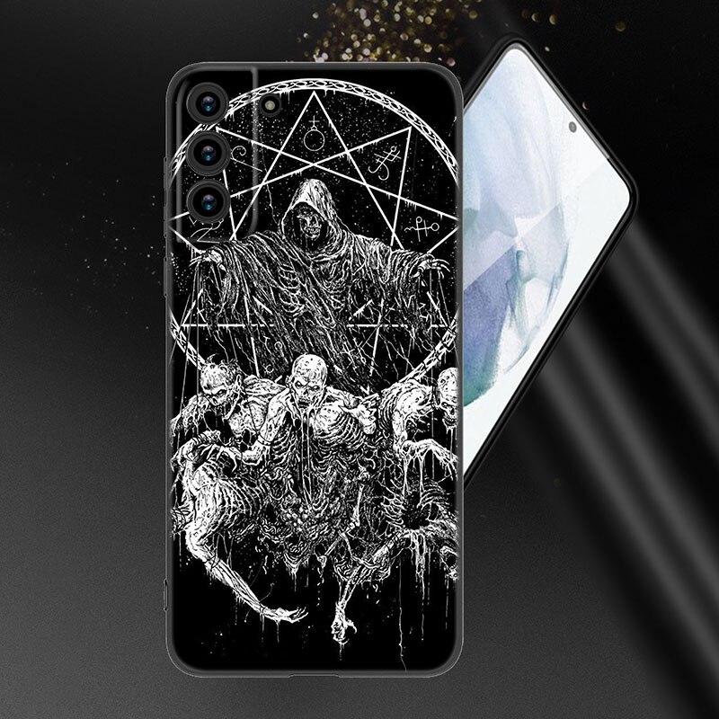 Pouzdro na telefon Satanic Scary Skull pro Samsung Galaxy S20 S21 FE S22 Ultra S10 Lite S10E S9 S8 Plus S7 Edge měkký TPU černý kryt