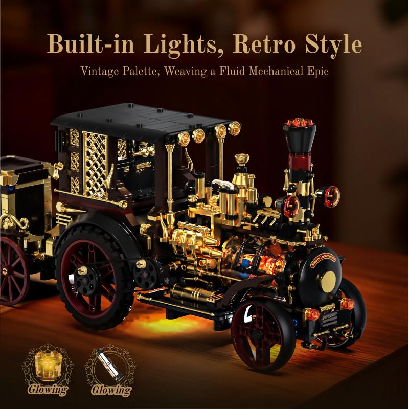 1331 Teile Retro Mechanisches Dampfauto Bausteine Set, Moc Klassisches Auto Bausatz, Supercar Spielzeugmodell, Autosammler Set Erwachsenen Geschenke