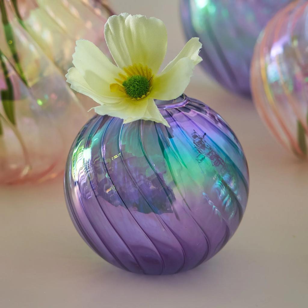 Iridescent Ball Vases Decoration Home Living Room Flower Pot for Interior Glass Vase Tabletop Plants Home Decor Home Vase