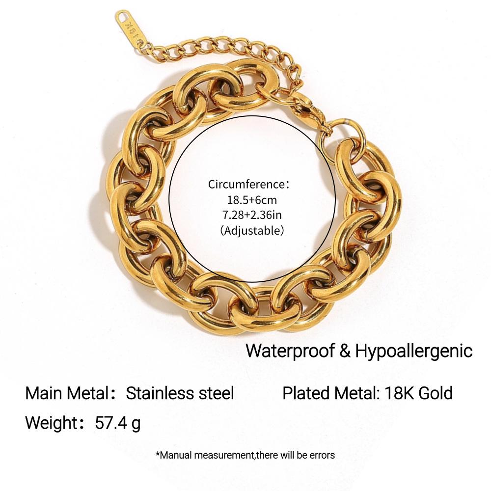 Yingtai Women's Non-fading Oval Colorful Irregular Stainless Titanium Steel Bracelet, Electroplated 18k Gold, European & American Style.