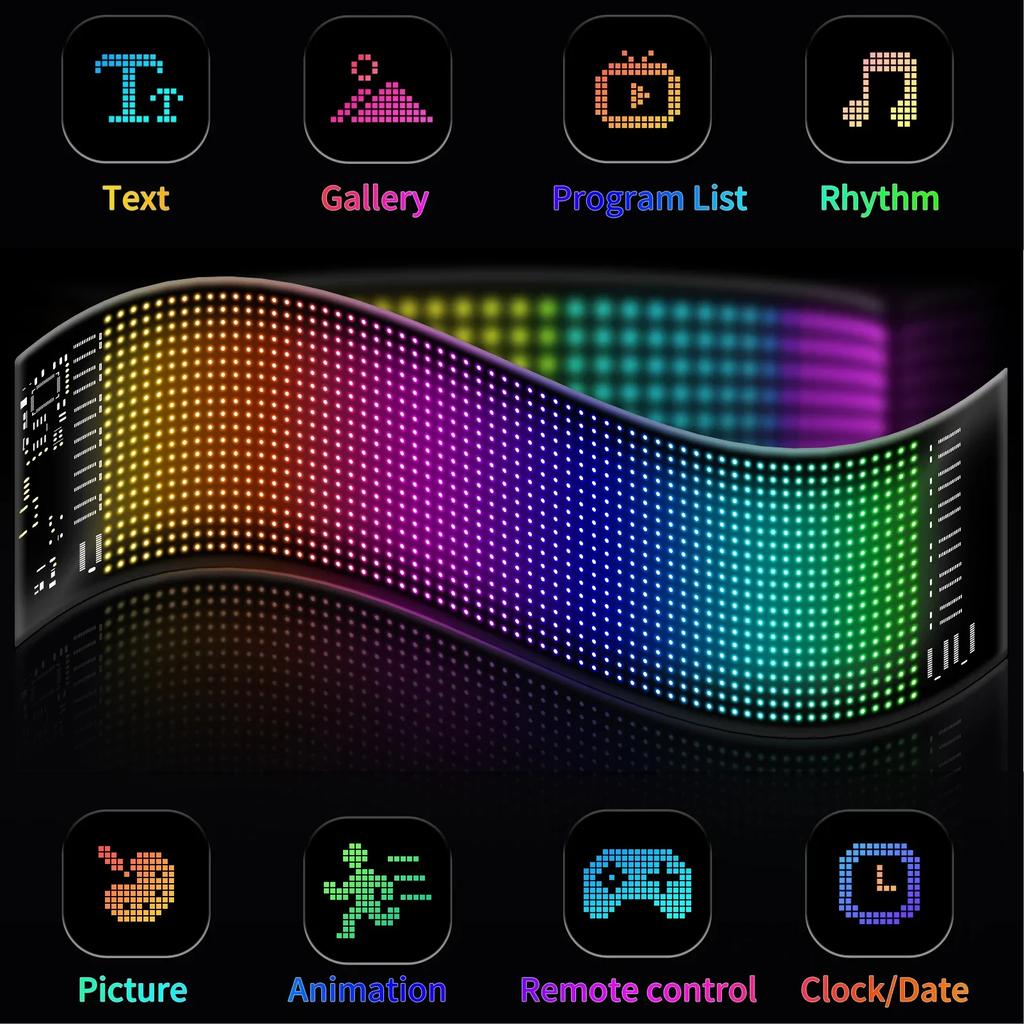 LED Maticový Pixelový Panel, Rolující Jasné Reklamní LED Znamení, Flexibilní USB 5V LED Znamení do Auta Ovládání Aplikací Bluetooth