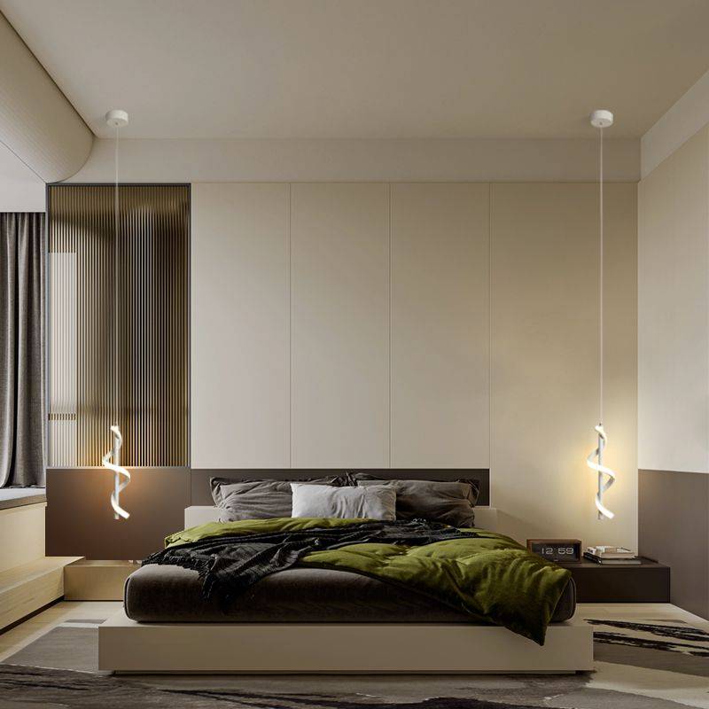 Candelabru cu LED-uri de noptieră nordic, modern, minimalist, lămpi suspendate cu linie lungă pentru dormitor, bar de studiu, iluminat creativ cu suspensie de lux