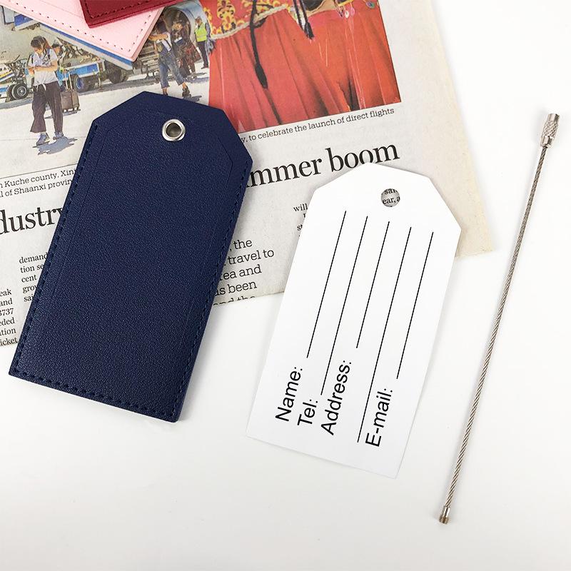 Customizable Leather Luggage Tag with Iron Rope and Paper Card