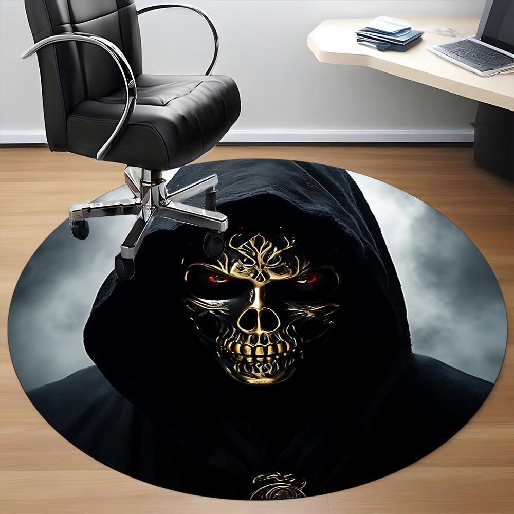 1pc Gothic Skull Mask Chair Carpet for Office Non Slip, Machine Washable Rug for Office, Room Holiday Decor for Christmas, Birthday Polyester
