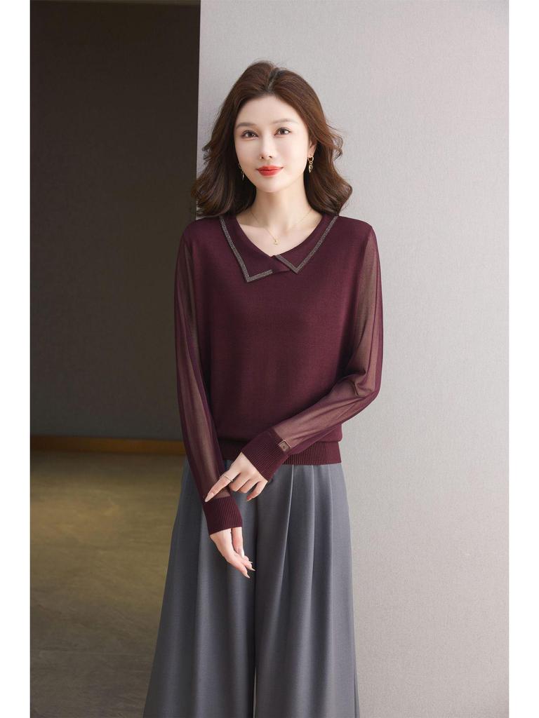 Damski wełniany kardigan premium: Sweter z długim rękawem, z kołnierzem typu kent, uniwersalny na wiosnę/jesień