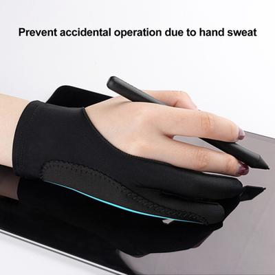 1Pc Artist Graphic Drawing Tablet Glove Double Layers Two Finger Digital Tablet Sketching Glove Men Women Palm Rejection Digital Art Glove