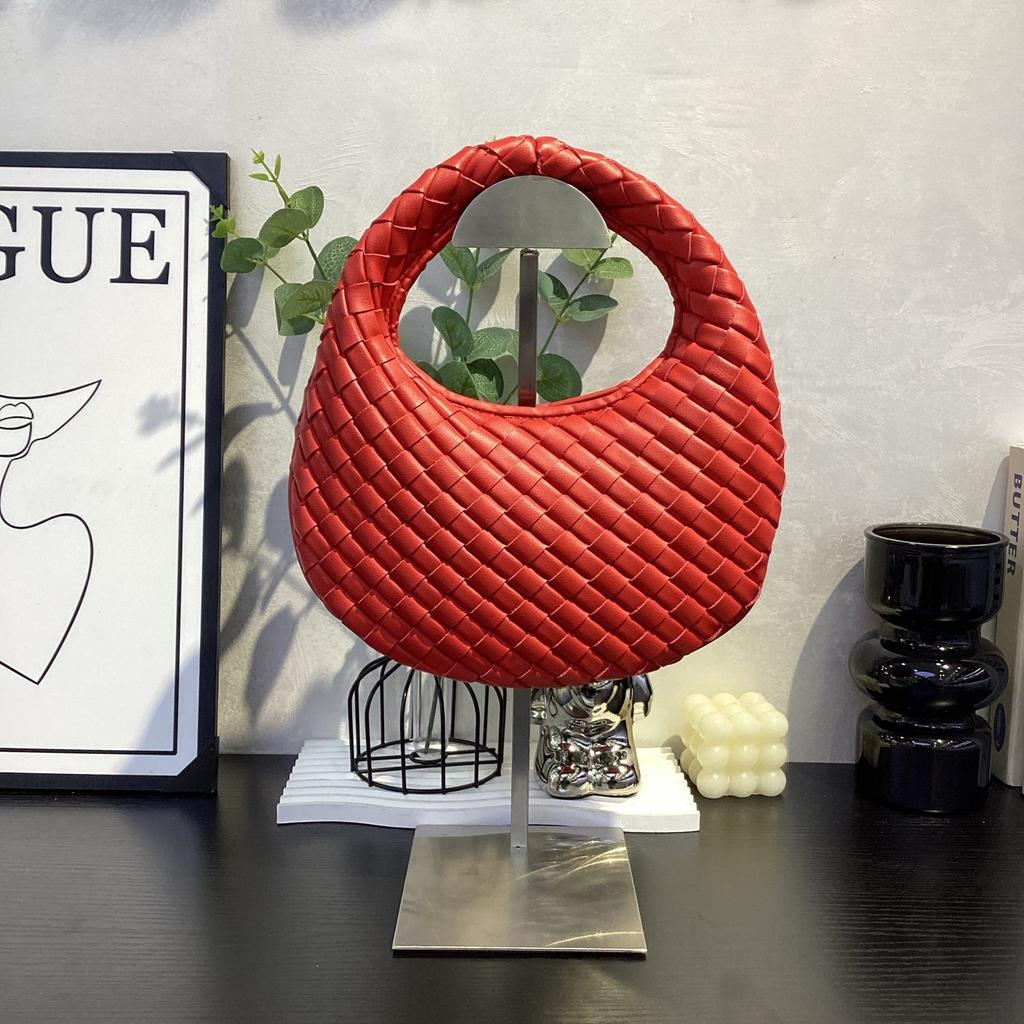 2026 Bag women's premium texture hand-woven hand carry shoulder crossbody chain round bag