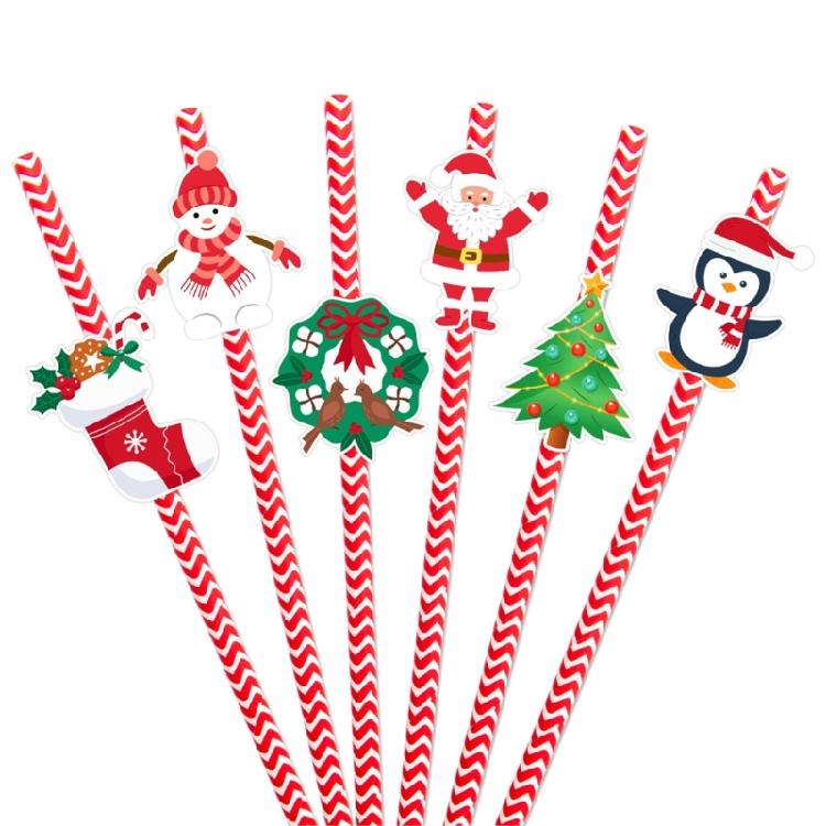 Disposable Paper Straws Christmas Beverage Crafts Party DIY Projects
