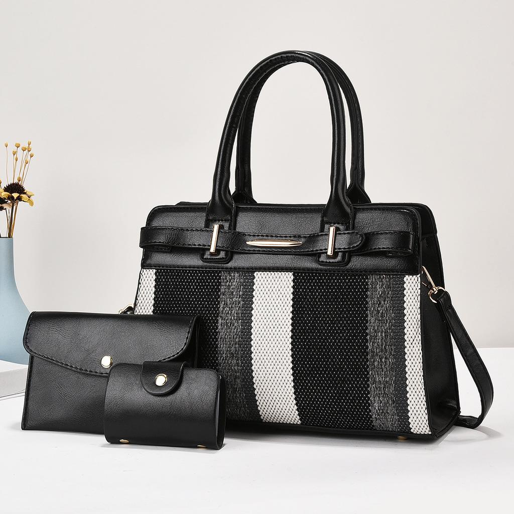 2026 Women's Shoulder Messenger Bag Three-piece Set Contrasting Color Summer Versatile Portable Fashion New Women's Big Bag