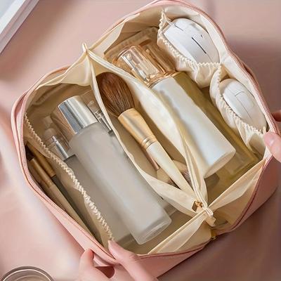 Large Cosmetic Bag, Double-Layer Makeup Case, Travel Makeup Bag, Leather Cosmetic Pouch, Travel Beauty Bag, Portable Makeup Bag for Men And Women.