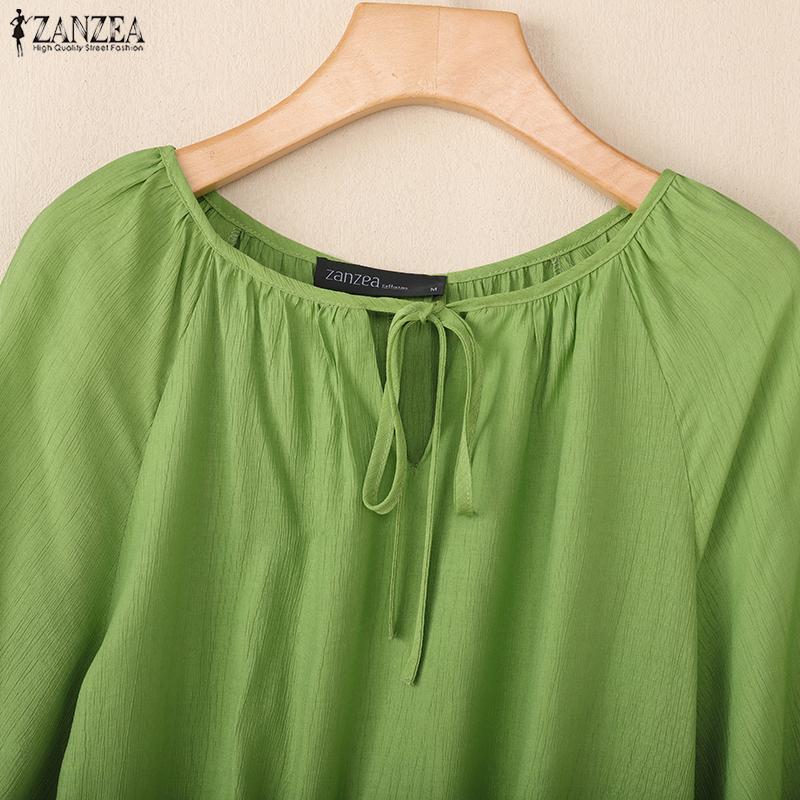 ZANZEA Lässige, lockere Bluse mit Rundhalsausschnitt und 3/4-Ärmeln für Damen