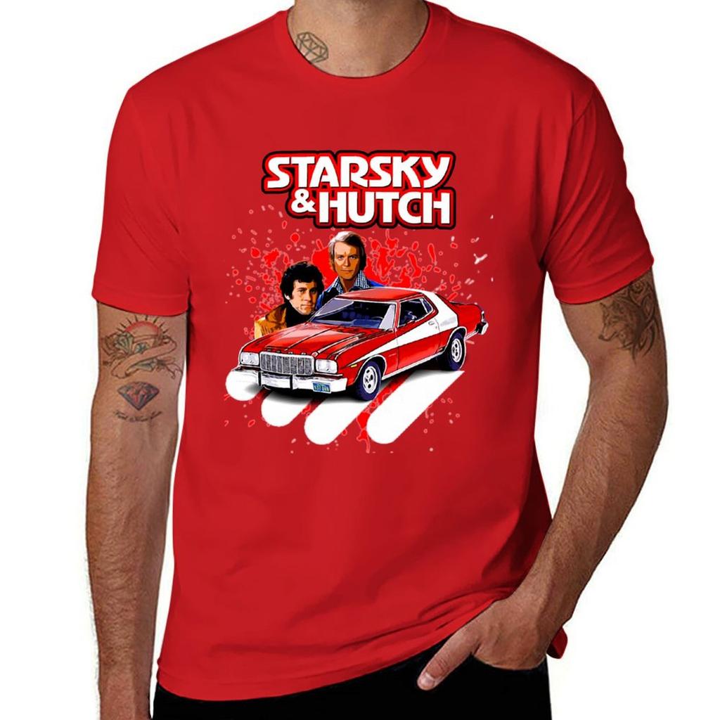Koszulka z serialu telewizyjnego Starsky i Hutch, koszulka z krótkim rękawem, anime, ubrania męskie