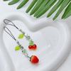 Strawberry/Cherry Beaded Keychain Charm Colorful Fruit Keyring for Women and Girls Bag Accessories Purse Decoration