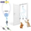 Jouet Chat à Rebond Automatique à Suspendre à la Porte, Jouet Teaseur Rétractable pour Chaton avec 3 Souris à Herbe à Chat, Jouet Interactif pour Chats d'Intérieur - Blanc
