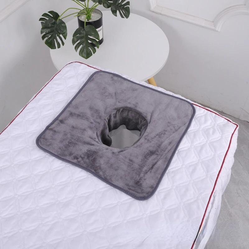 1 Pcs 35x35cm Thickened SPA Massage Face Towel with Hole for Beauty Salon Facial Care Planking Therapy Acupuncture Ear Cleaning