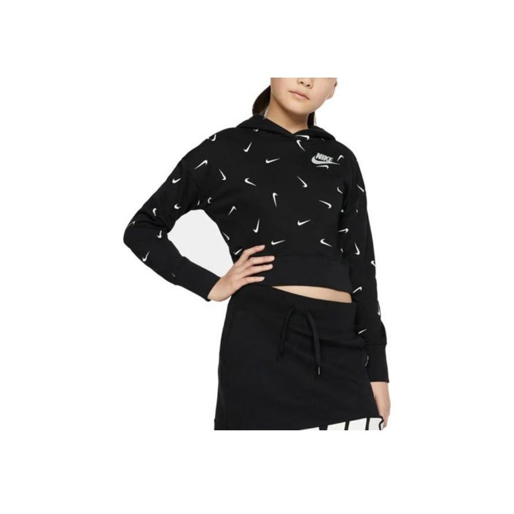 Nike Hettegenser Brodert Logotrykk Casual Hettegenser Barn hettegensere Svart CZ2566-010