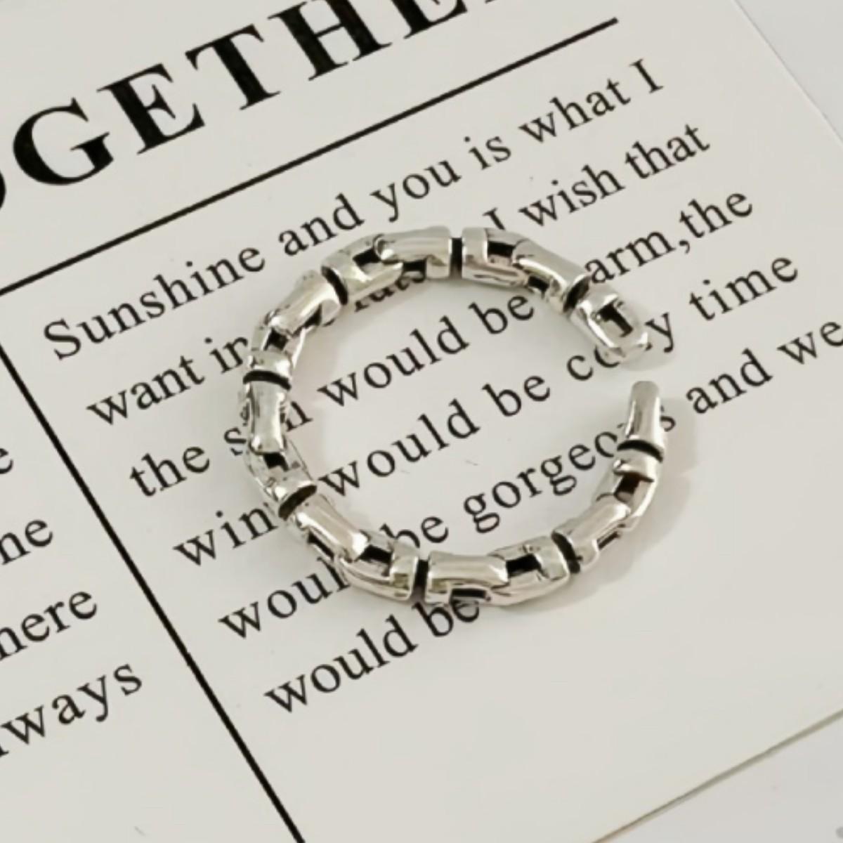 

Personalized Korean Ribbed Knot Woven Retro Niche Openable Finger Ring античный серебряного