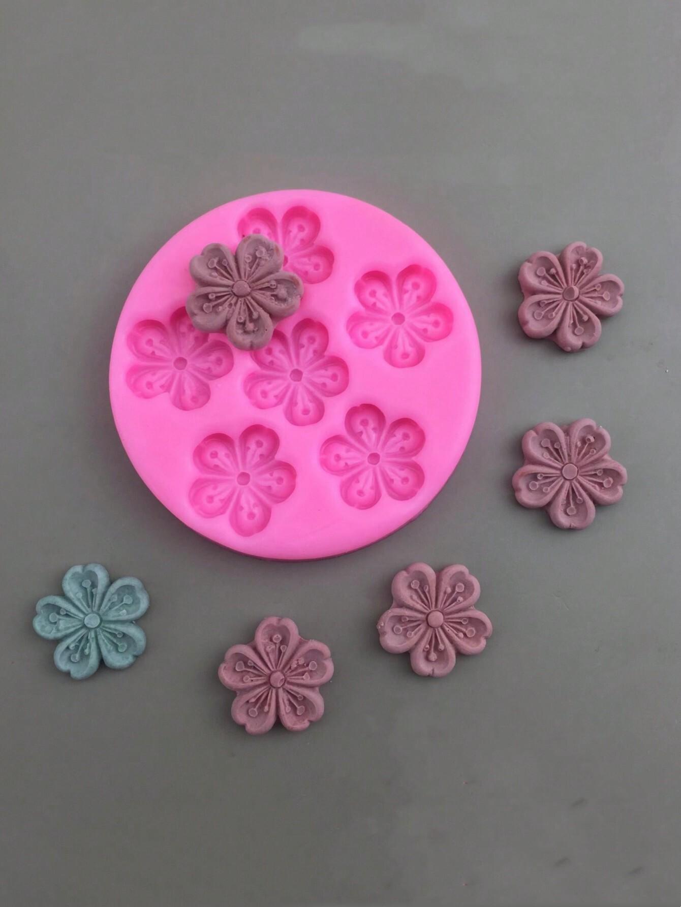

Mini Cherry Blossom and Peach Blossom Silicone Molds for Mousse Cake, Fondant, Plaster, Resin DIY Decorative Molds one-size розовый