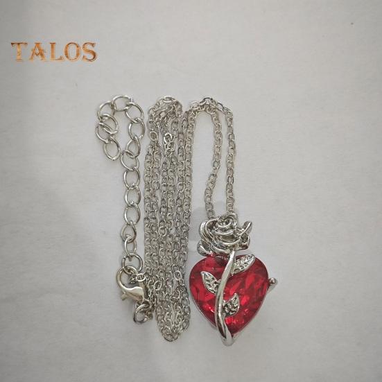 Women Necklace Rose Heart Pendant Retro Adjustable Length Rhinestone Polished Clavicle Necklace Everyday Wear Weddings Parties Neck Jewelry