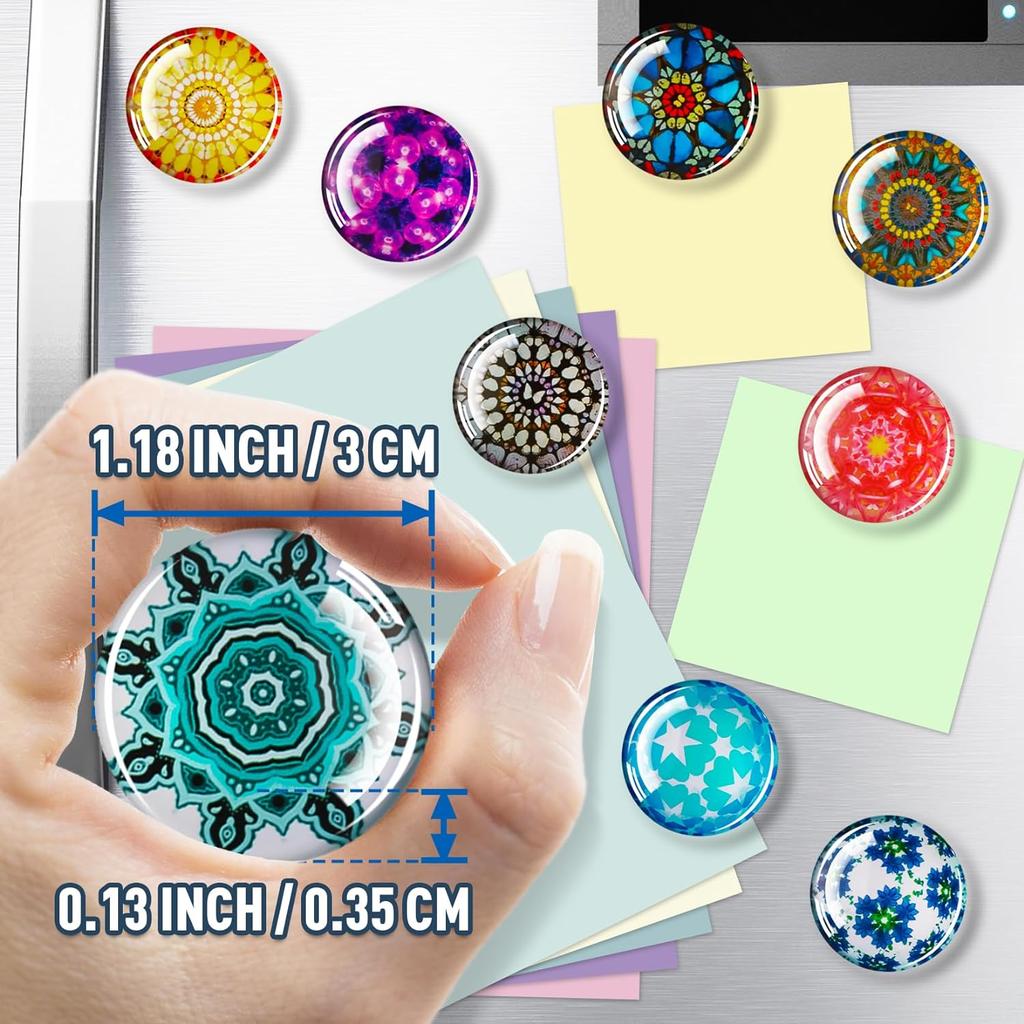 12 Pcs Glass Fridge Magnets Sticker, Strong Refrigerator Magnets Heavy Duty for Whiteboard, Classroom, Kitchen, Office, Home
