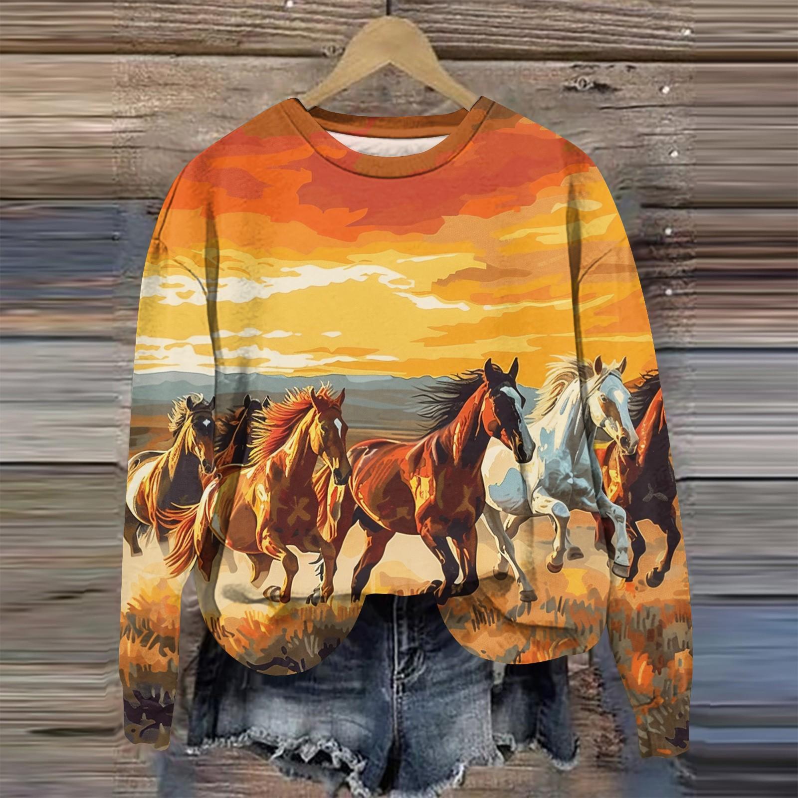 

Женская мода свободный повседневный карман с длинным рукавом толстовка с принтом свитшот L верблюд