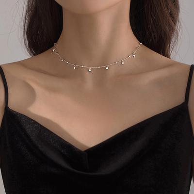 Choker Necklaces for Women Real 925 Silver Geometric Irregular Round Necklaces Clavicle Chain Cute Jewelry Accessories