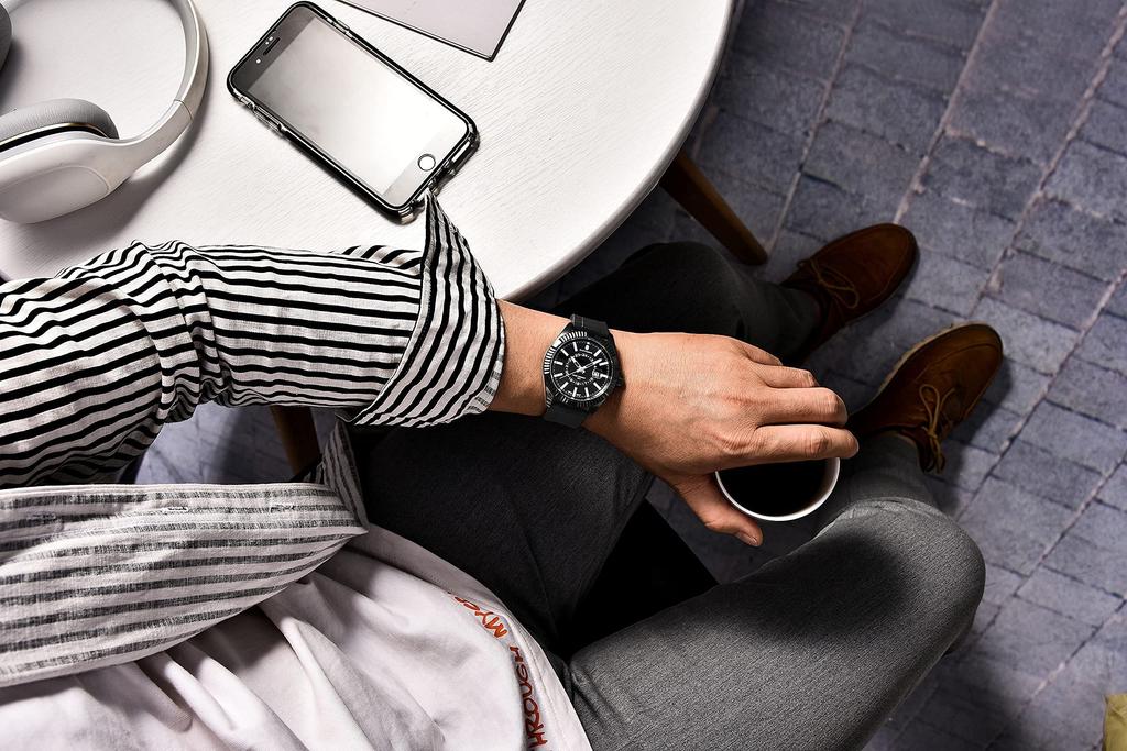 Watch 10 ATM Water Resistant Japanese Movement Analog Watch Simple Gift Business Date Display Quartz Stylish Popular Ranking Study Lightweight Black