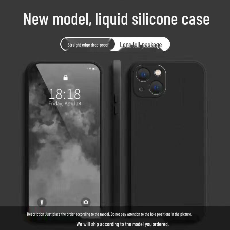 

Apple 13 Liquid Silicone Drop-proof Solid Color Full Coverage Case - Premium Skin-friendly Simple Style Protection Apple 13 чорний