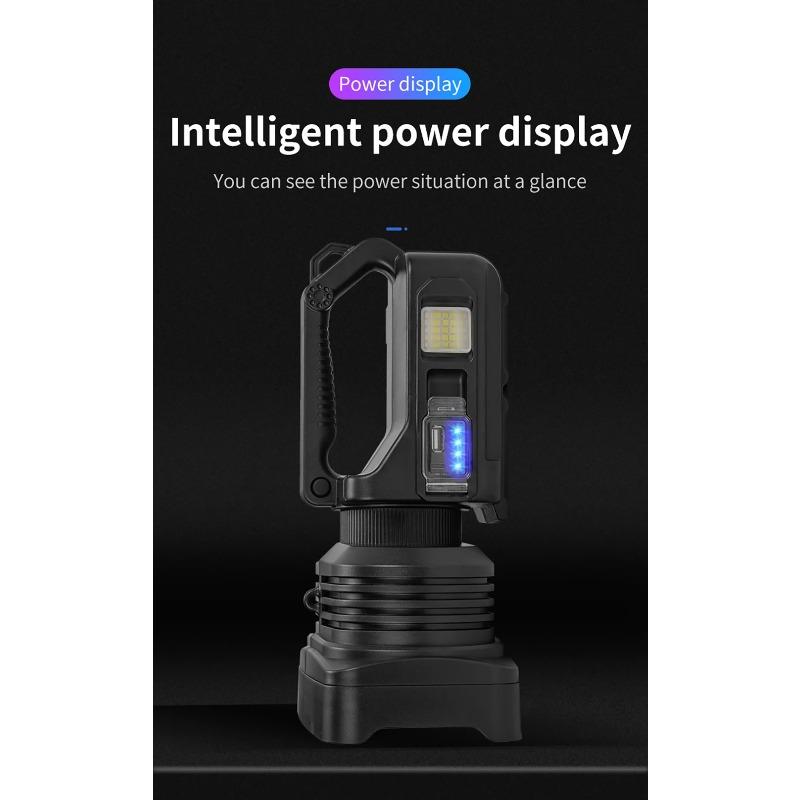 2*XHP50 Super Bright LED Camping Spotlight Fishing Flashlights with Side Light Waterproof Floodlight USB Rechargeable Flashlight