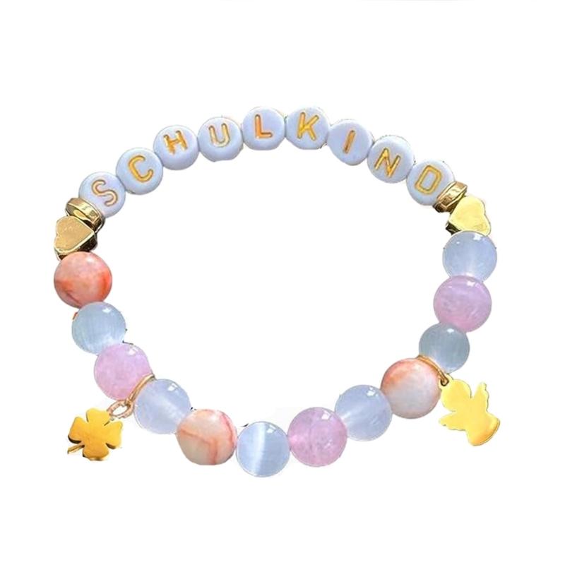 Creative Letter Bead Bracelet With/without Pendant Detail, Acrylic Design Wristlet For Teens Daily Accessories
